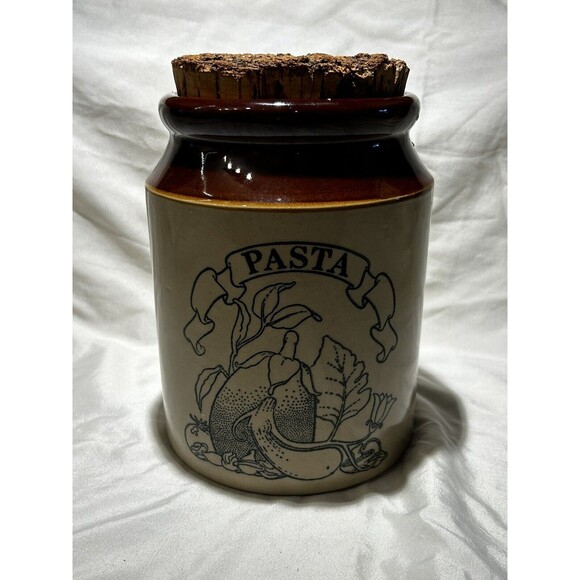 Vintage PEARSONS OF CHESTERFIELD Stoneware Pot Salt Glazed Pasta Jar Cork Lid - Picture 1 of 6